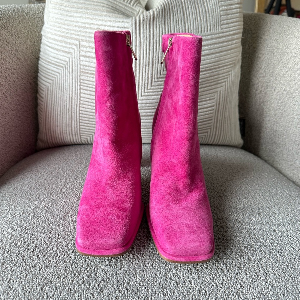 NEW! Sam Edelman Women's Irie Square Toe Ankle Bootie Hot Pink 7 1/2 Wide Width